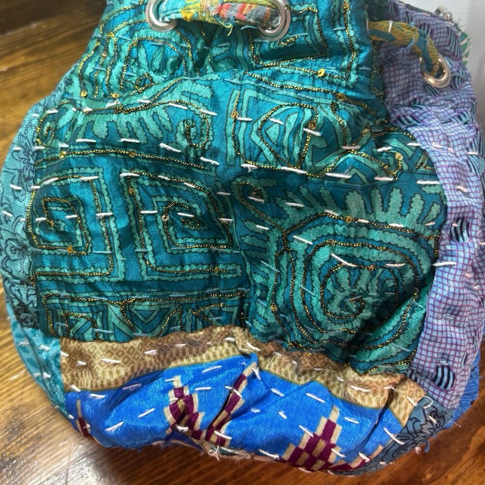 World Market Blue Patchwork Purse - image 3